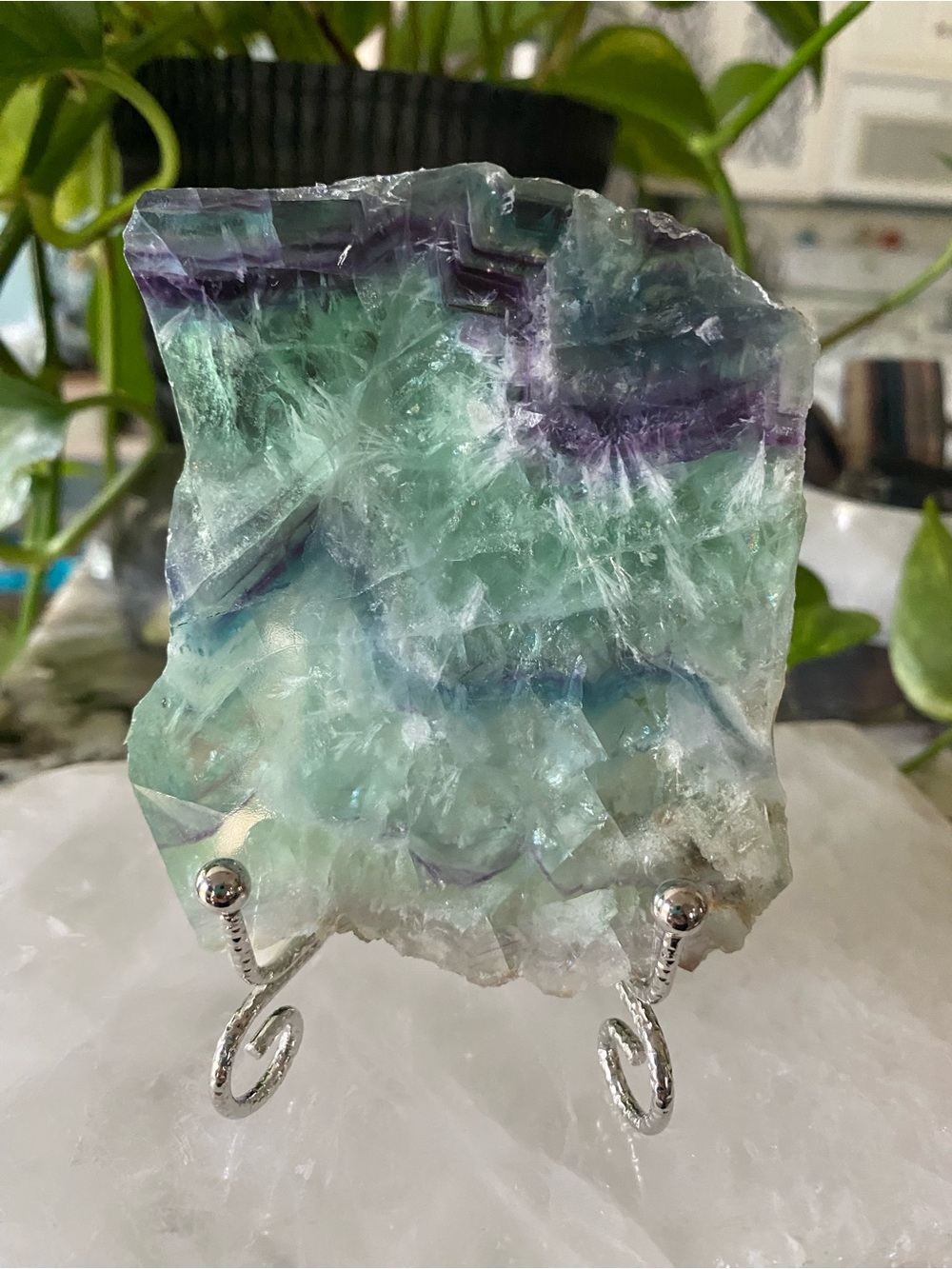 ❄️🌈 RAINBOW FLUORITE SLAB WITH SNOWFLAKE DETAIL 🌈❄️